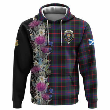 Nairn Tartan Crest Thistle Floral Hoodie Pullover Hoodie - Tartan Vibes Clothing