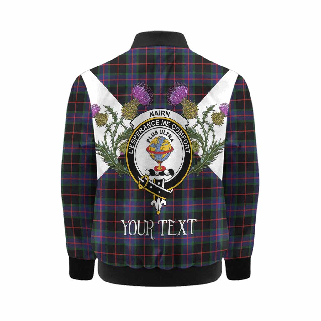 Nairn Tartan Family Crest Kid Bomber Jacket Scottish Burns Night Thistle Floral