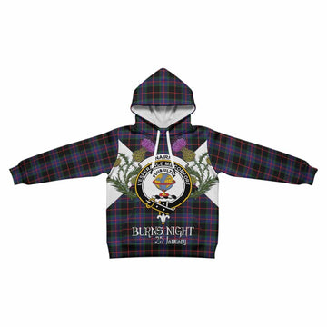 Nairn Tartan Family Crest Kid Hoodie Scottish Burns Night Thistle Floral