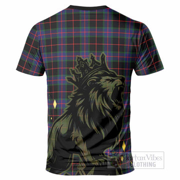 Nairn Tartan Family Crest T-Shirt Crowned Lion Roaring