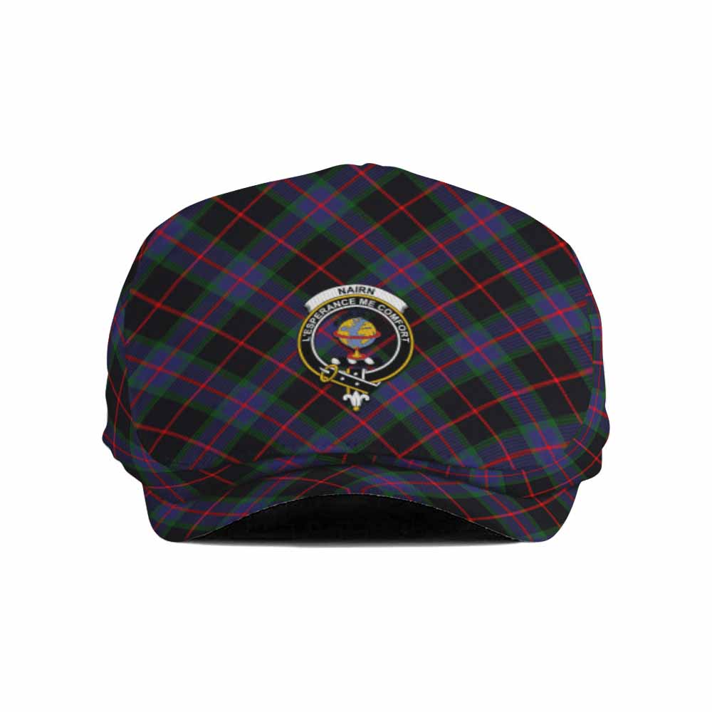 Nairn Tartan Flat Cap, Jeff Cap Cross Style with Family Crest - Tartan Vibes Clothing