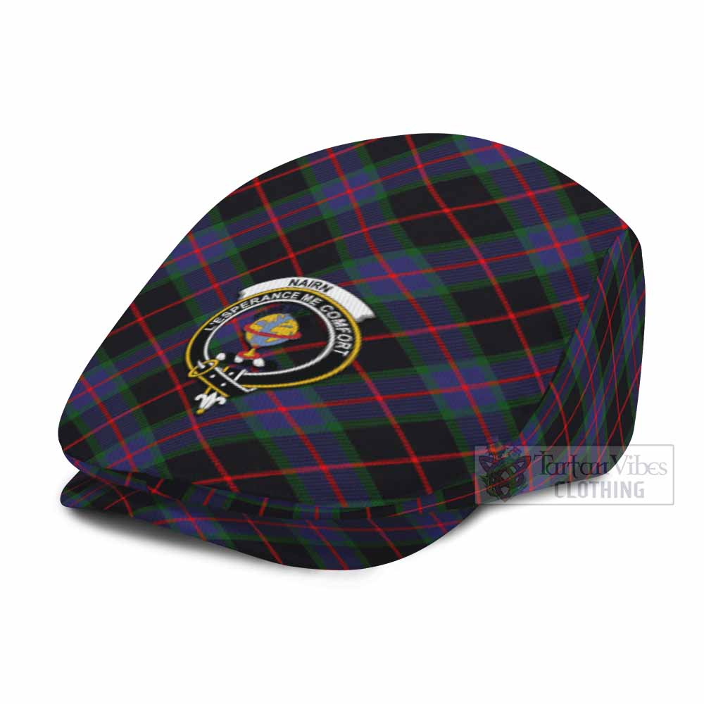 Nairn Tartan Flat Cap, Jeff Cap Cross Style with Family Crest - Tartan Vibes Clothing
