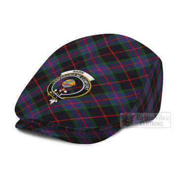 Nairn Tartan Flat Cap, Jeff Cap Cross Style with Family Crest