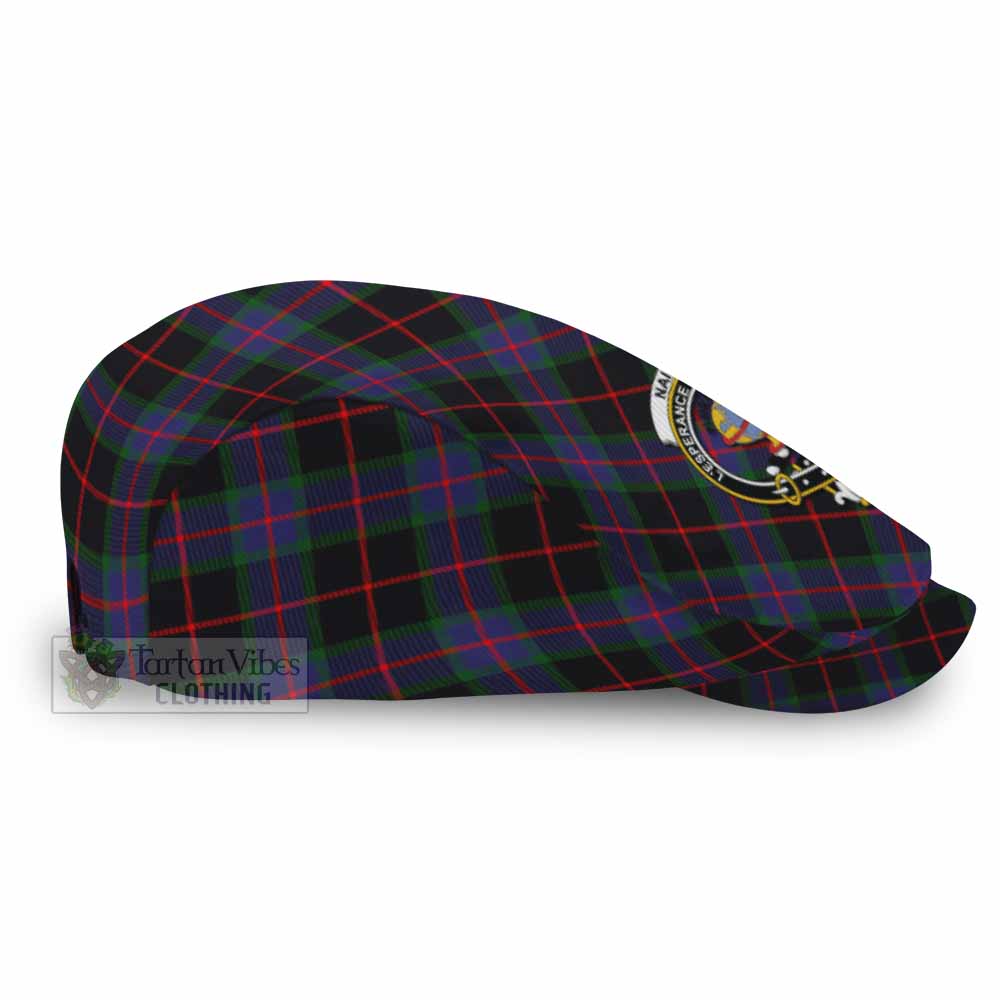 Nairn Tartan Flat Cap, Jeff Cap Cross Style with Family Crest - Tartan Vibes Clothing