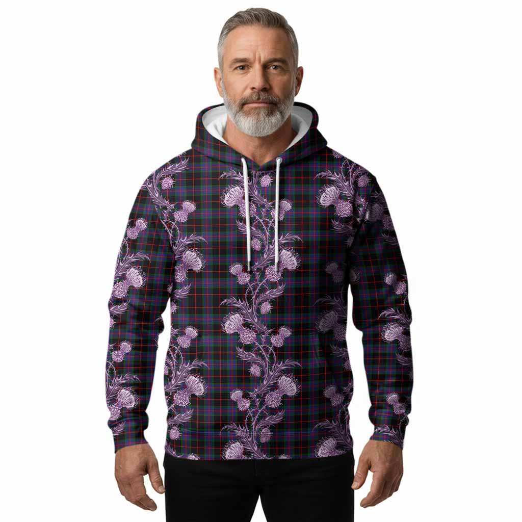 Nairn Tartan Hoodie Seamless Scottish Thistle Flowers