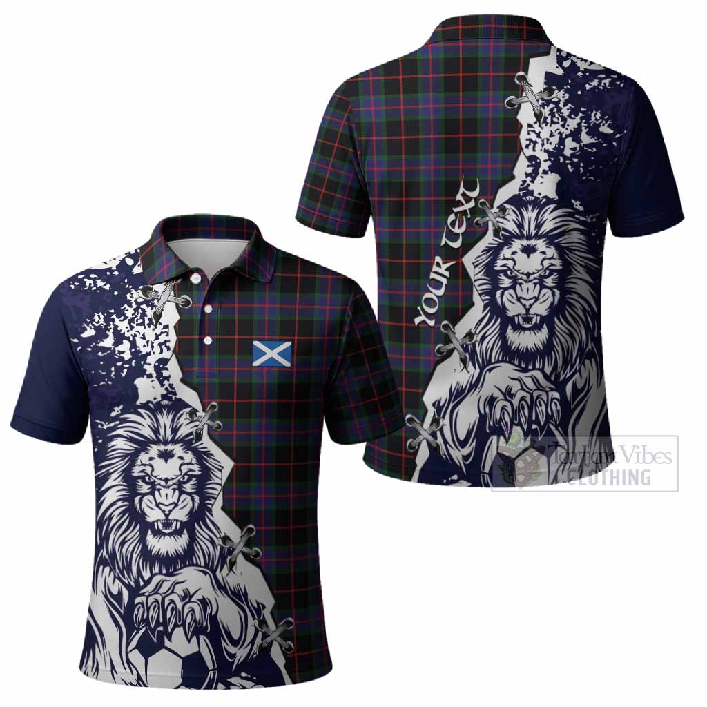 Nairn Tartan Scottish Polo Shirt Angry Lion With Soccer Ball Style