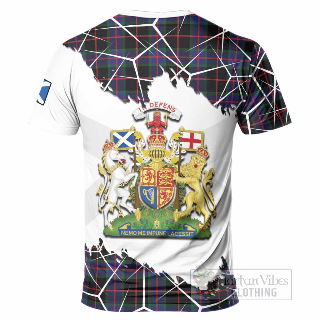 Nairn Tartan T-Shirt with Family Crest and Lion Rampant Grunge Style