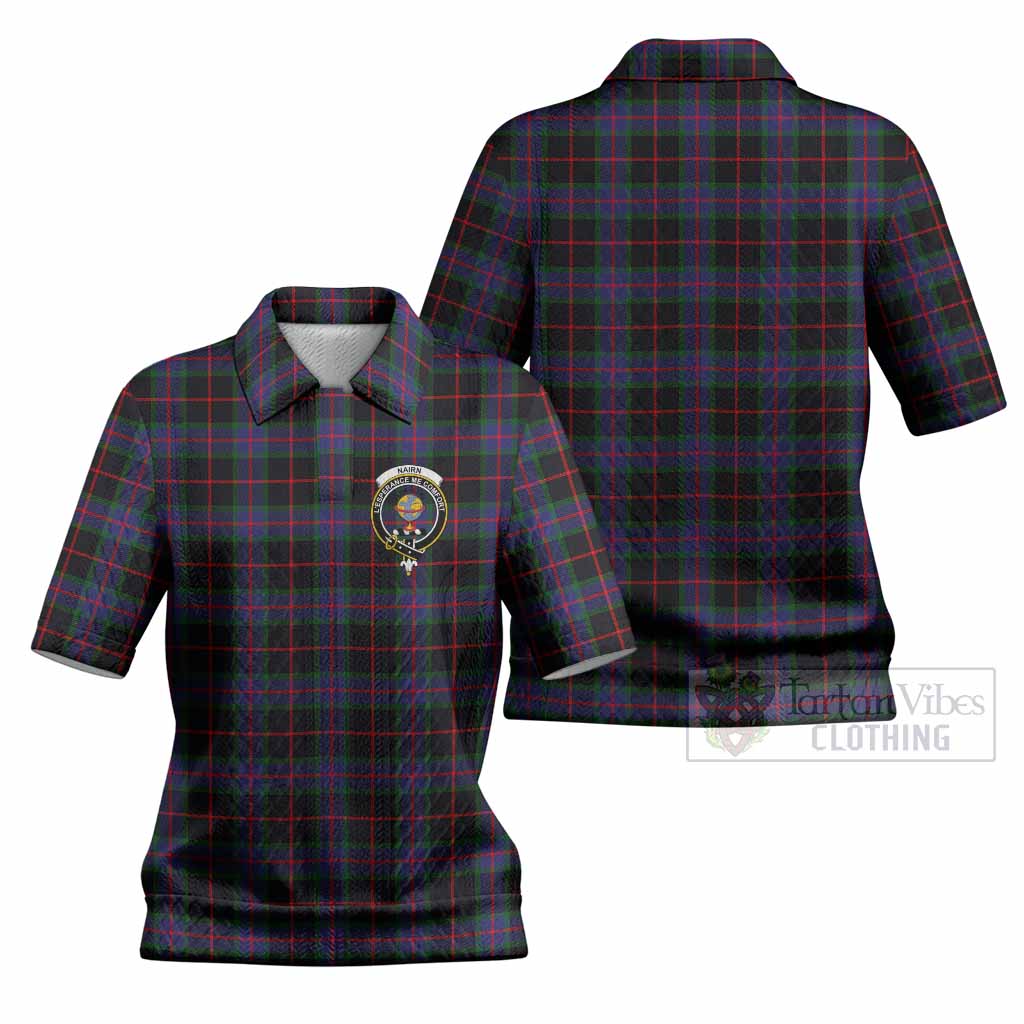 Nairn Tartan Women’s Polo Sweater Top with Family Crest