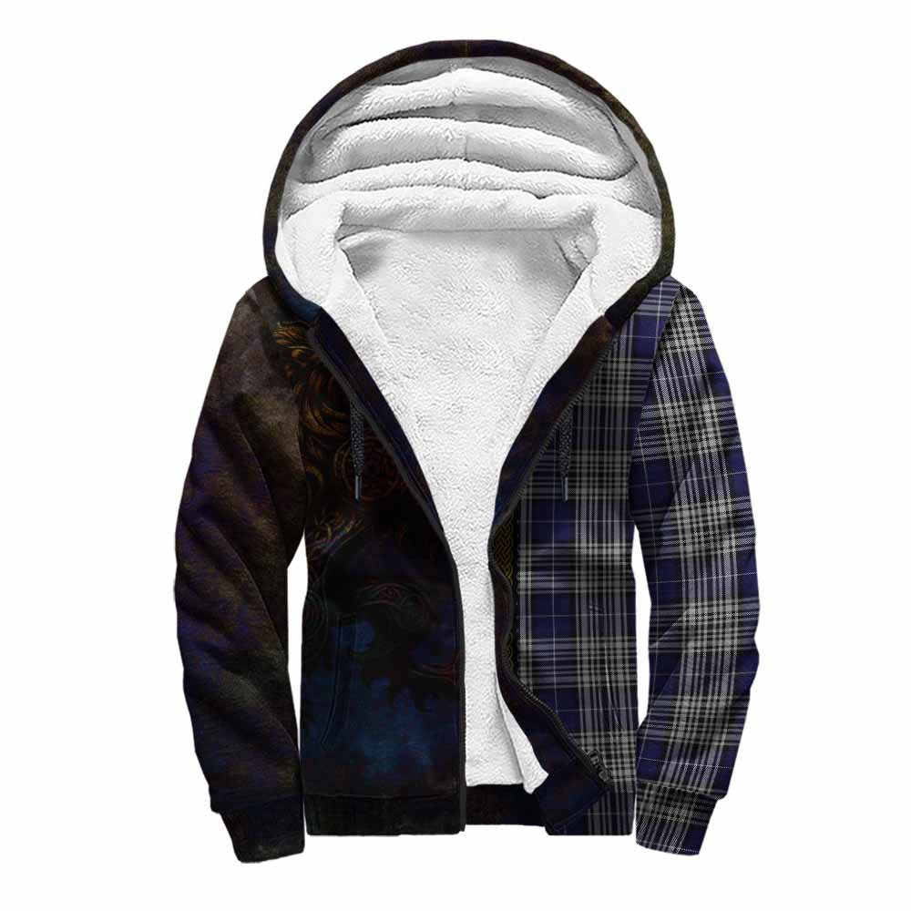 Tartan Vibes Clothing Napier Tartan Family Crest Sherpa Hoodie Alba Gu Brath Be Brave Lion Ancient Style