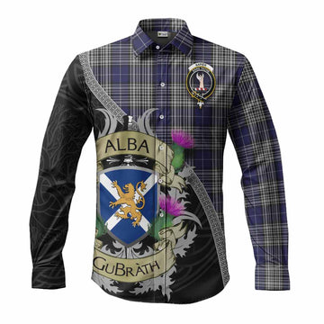 Napier Tartan Family Crest Long Sleeve Button Shirt Lion Rampant Royal Thistle Shield Celtic Inspired