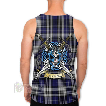 Napier Tartan Men's Tank Top with Family Crest Celtic Skull Style