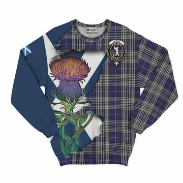 Tartan Vibes Clothing Napier Tartan Family Crest Sweatshirt Scottish Thistle Celtic Inspired