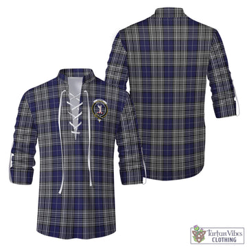 Tartan Vibes Clothing Napier Tartan Men's Scottish Traditional Jacobite Ghillie Kilt Shirt with Family Crest