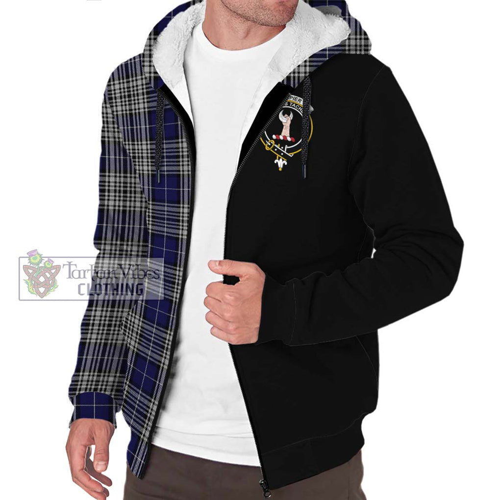 Napier Tartan Sherpa Hoodie with Family Crest and Half Of Me Style Unisex S - Tartanvibesclothing Shop