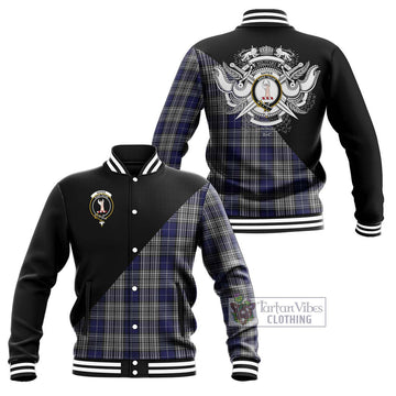 Napier Tartan Baseball Jacket with Family Crest and Military Logo Style Unisex - Tartanvibesclothing Shop