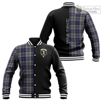 Napier Tartan Baseball Jacket with Family Crest and Half Of Me Style Unisex - Tartanvibesclothing Shop