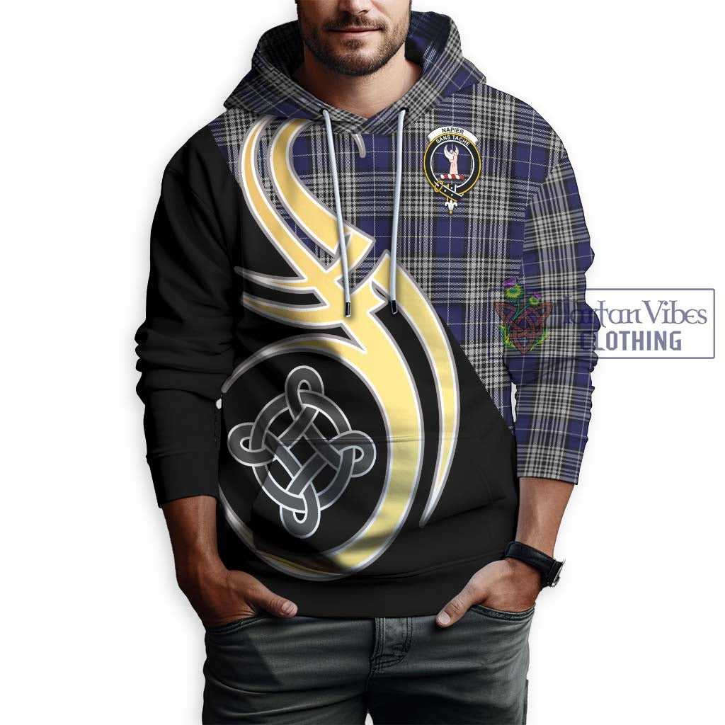Napier Tartan Hoodie with Family Crest and Celtic Symbol Style Zip Hoodie - Tartan Vibes Clothing