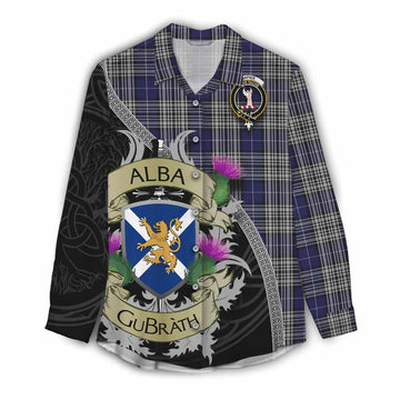 Tartan Vibes Clothing Napier Tartan Family Crest Women's Casual Shirt Lion Rampant Royal Thistle Shield Celtic Inspired