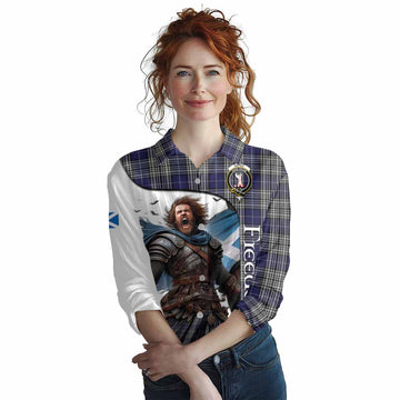 Tartan Vibes Clothing Napier Crest Tartan Women's Casual Shirt Inspired by the Freedom of Scottish Warrior
