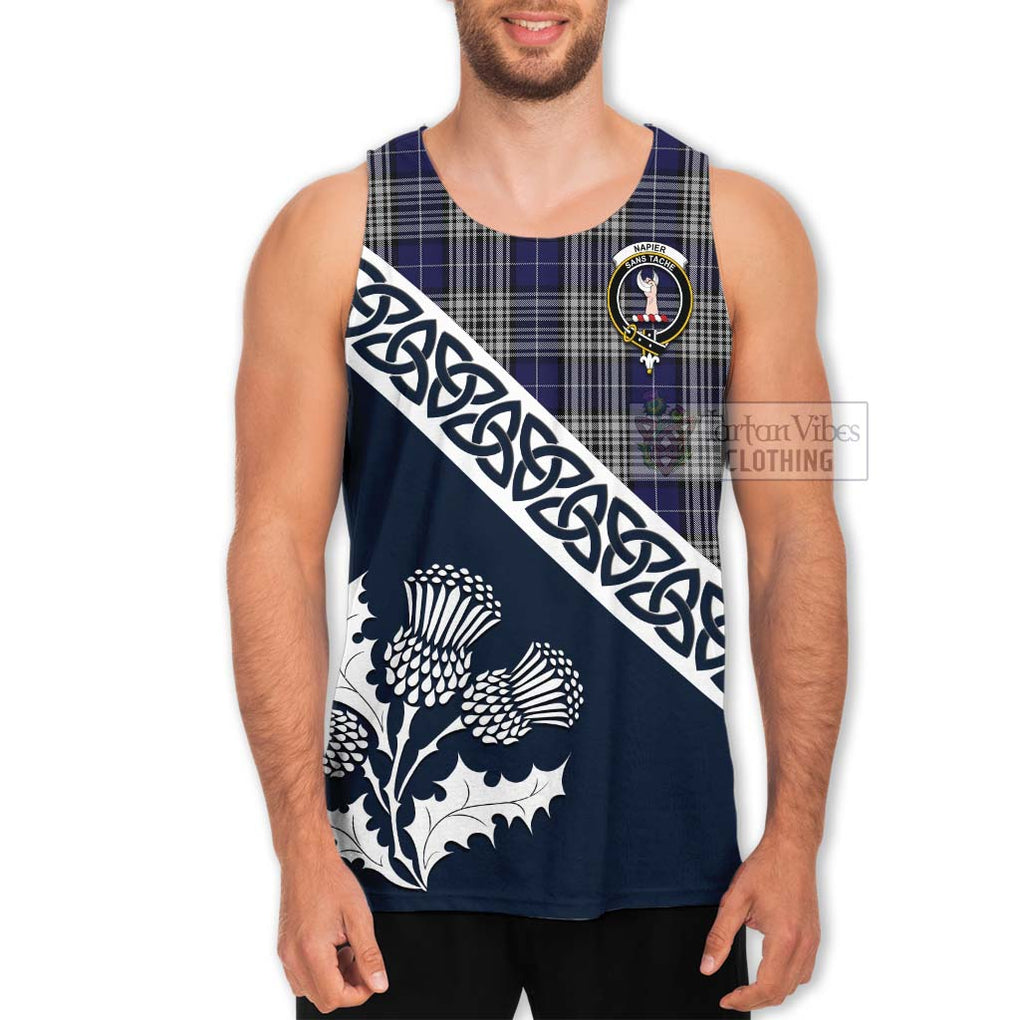 Tartan Vibes Clothing Napier Tartan Men's Tank Top Featuring Thistle and Scotland Map