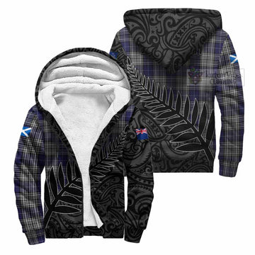 Tartan Vibes Clothing Napier Crest Tartan Sherpa Hoodie with New Zealand Silver Fern Half Style