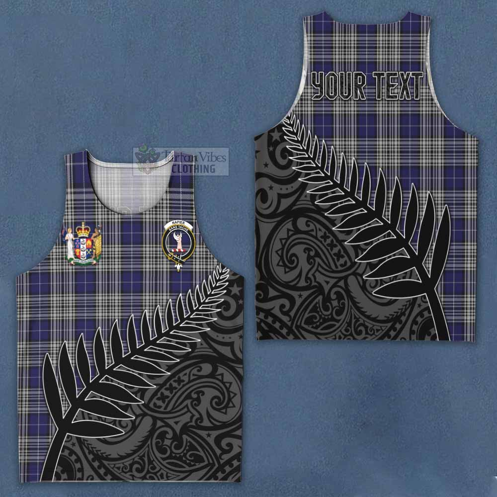 Tartan Vibes Clothing Napier Crest Tartan Men's Tank Top with New Zealand Silver Fern Half Style