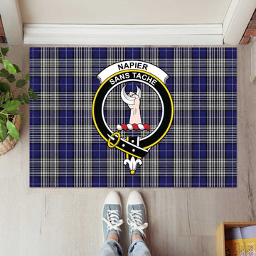 Napier Tartan Rubber Doormat with Family Crest