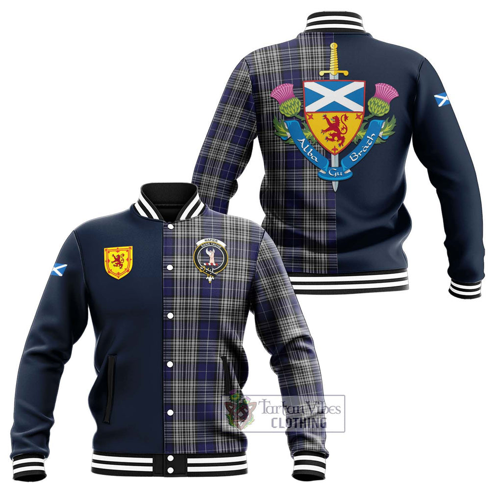 Tartan Vibes Clothing Napier Tartan Baseball Jacket with Scottish Lion Royal Arm Half Style