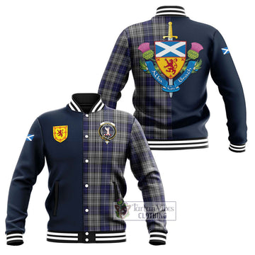 Tartan Vibes Clothing Napier Tartan Baseball Jacket with Scottish Lion Royal Arm Half Style