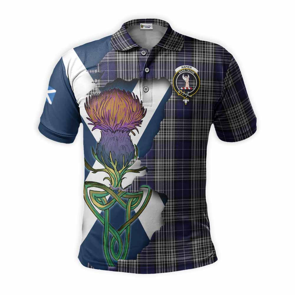 Tartan Vibes Clothing Napier Tartan Family Crest Polo Shirt Scottish Thistle Celtic Inspired