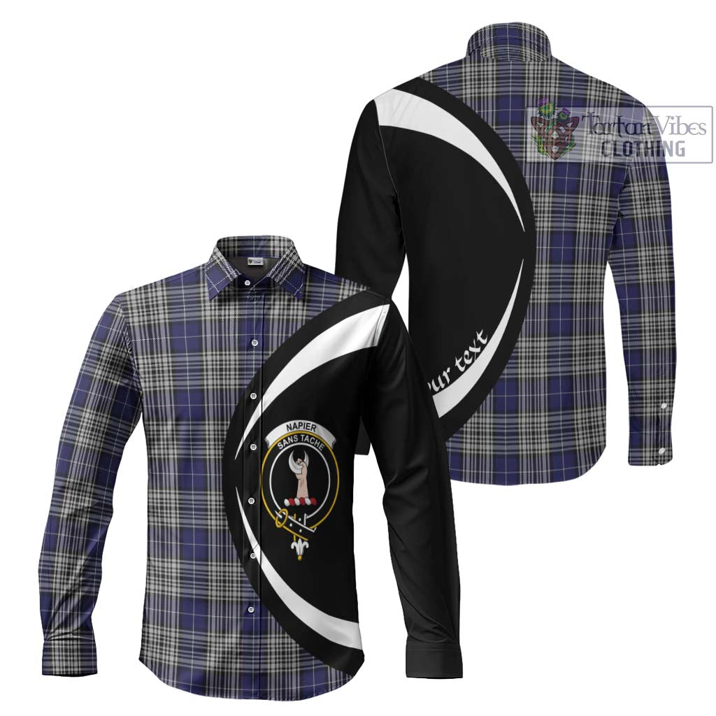 Napier Tartan Long Sleeve Button Up with Family Crest Circle Style Men's Shirt S - Tartan Vibes Clothing