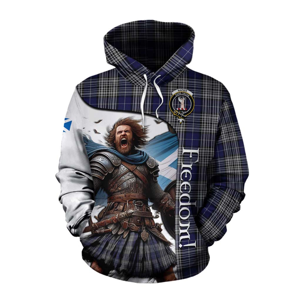 Tartan Vibes Clothing Napier Crest Tartan Cotton Hoodie Inspired by the Freedom of Scottish Warrior