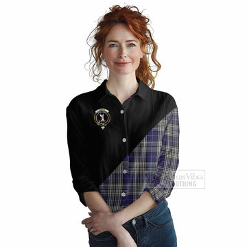 Tartan Vibes Clothing Napier Tartan Women's Casual Shirt with Family Crest and Military Logo Style