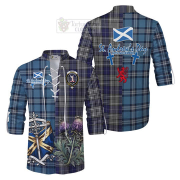Tartan Vibes Clothing Napier Tartan Ghillie Kilt Shirt Happy St. Andrew's Day Half Tartan Style