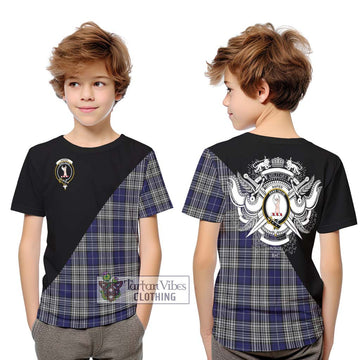 Napier Tartan Kid T-Shirt with Family Crest and Military Logo Style Youth XL Size14 - Tartanvibesclothing Shop