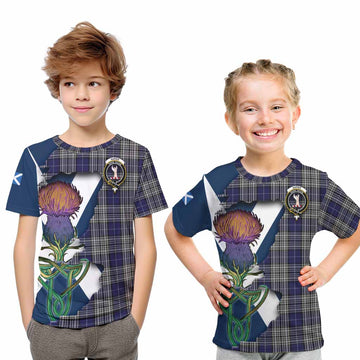 Tartan Vibes Clothing Napier Tartan Family Crest Kid T-Shirt Scottish Thistle Celtic Inspired