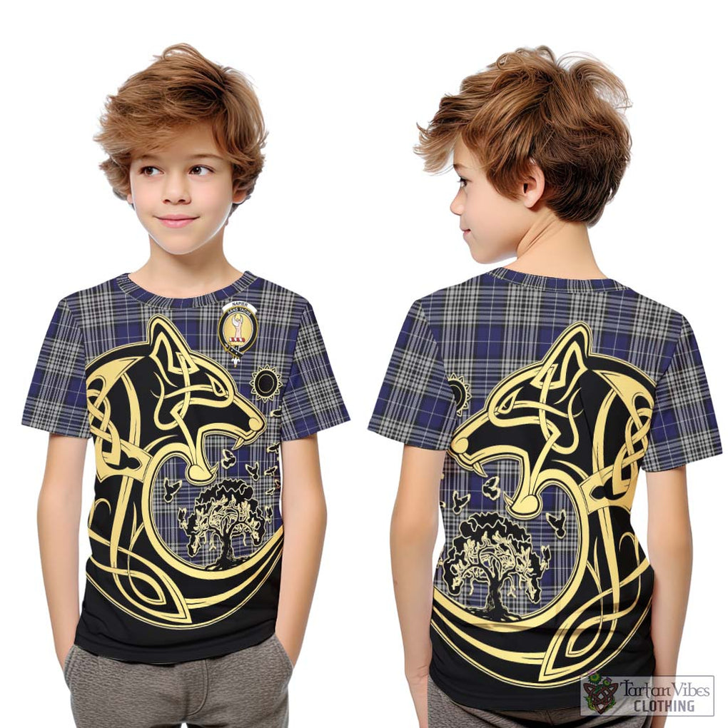 Napier Tartan Kid T-Shirt with Family Crest Celtic Wolf Style Youth XL Size14 - Tartan Vibes Clothing