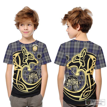 Napier Tartan Kid T-Shirt with Family Crest Celtic Wolf Style Youth XL Size14 - Tartan Vibes Clothing
