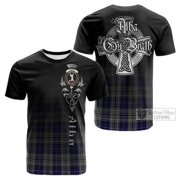 Tartan Vibes Clothing Napier Tartan Cotton T-shirt Featuring Alba Gu Brath Family Crest Celtic Inspired