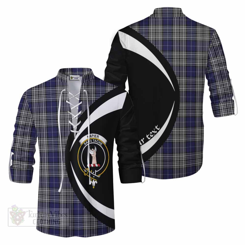 Tartan Vibes Clothing Napier Tartan Ghillie Kilt Shirt with Family Crest Circle Style
