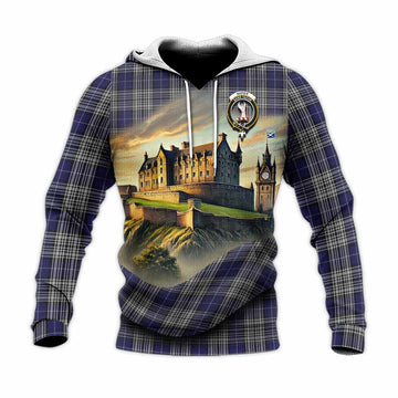 Napier Tartan Family Crest Knitted Hoodie with Scottish Ancient Castle Style