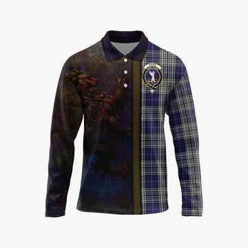 Napier Tartan Family Crest Long Sleeve Polo Shirt Alba Gu Brath Be Brave Lion Ancient Style