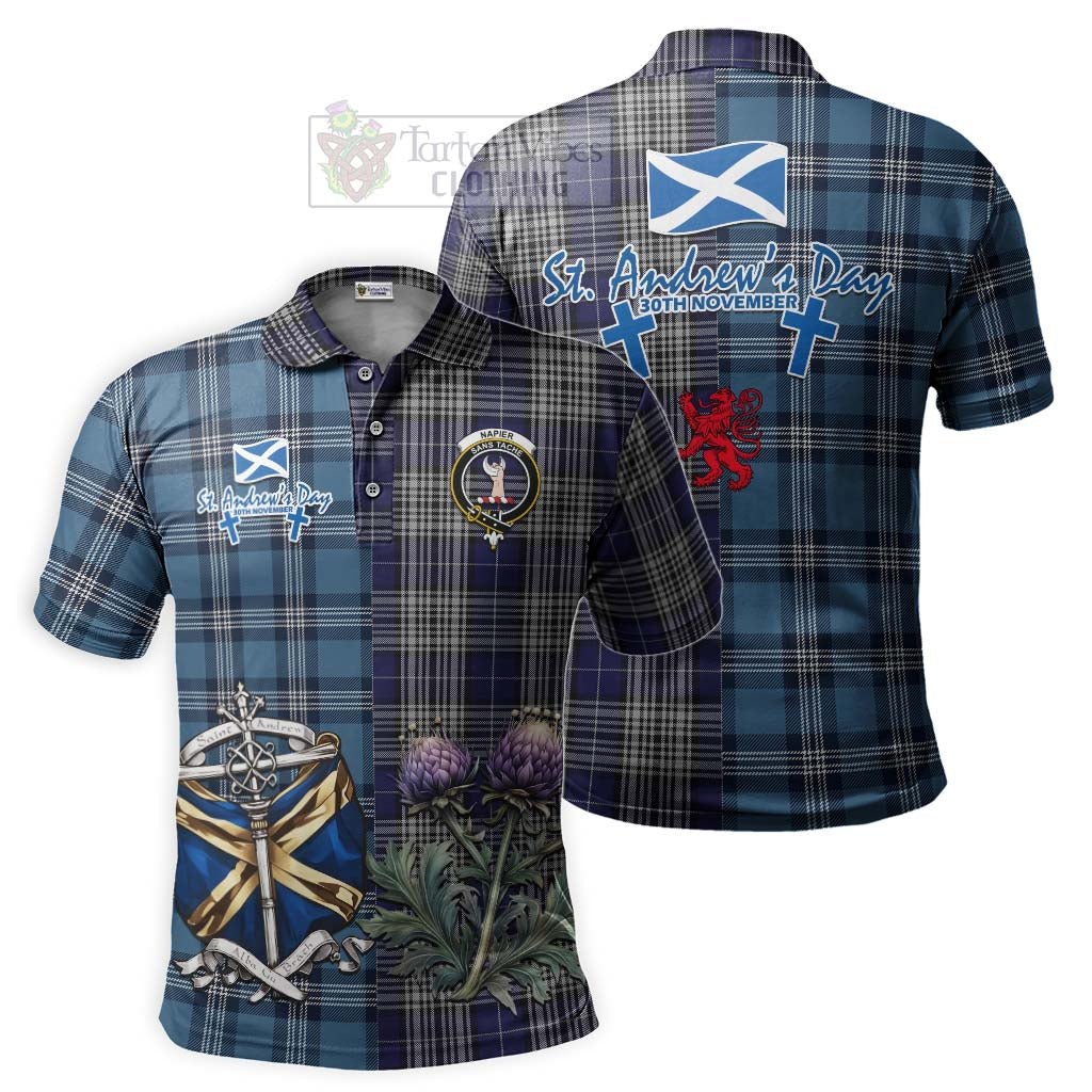 Tartan Vibes Clothing Napier Tartan Polo Shirt Happy St. Andrew's Day Half Tartan Style