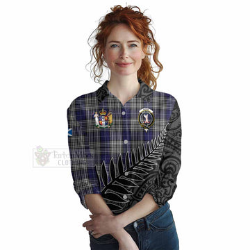 Tartan Vibes Clothing Napier Crest Tartan Women's Casual Shirt with New Zealand Silver Fern Half Style
