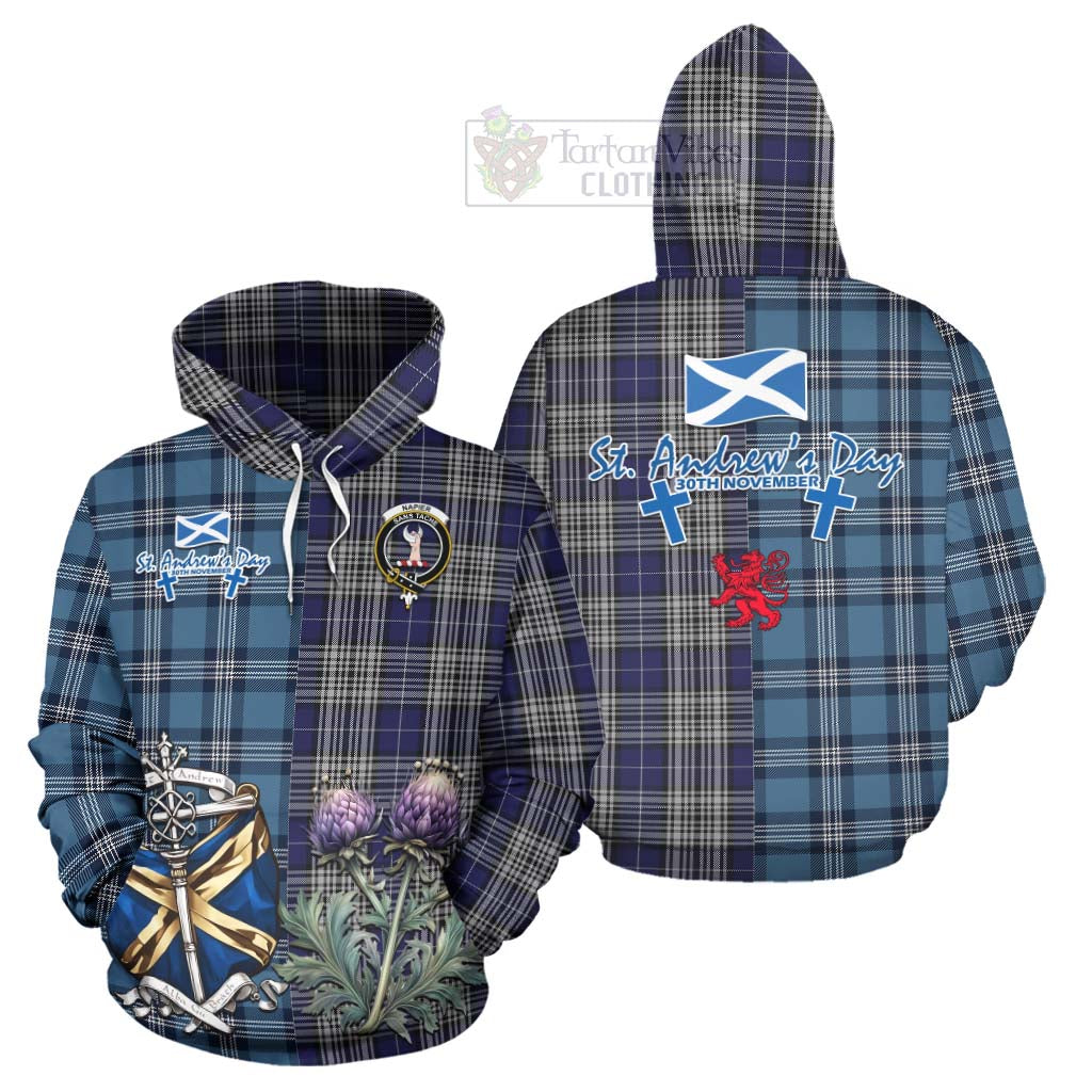Tartan Vibes Clothing Napier Tartan Hoodie Happy St. Andrew's Day Half Tartan Style