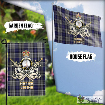 Napier Tartan Flag with Clan Crest and the Golden Sword of Courageous Legacy