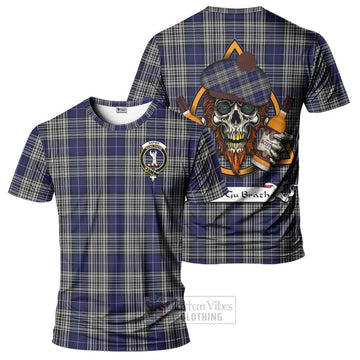 Napier Tartan T-Shirt with Family Crest and Bearded Skull Holding Bottles of Whiskey Kid's Shirt - Tartan Vibes Clothing