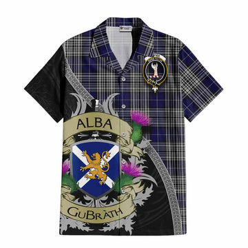 Tartan Vibes Clothing Napier Tartan Family Crest Short Sleeve Button Shirt Lion Rampant Royal Thistle Shield Celtic Inspired