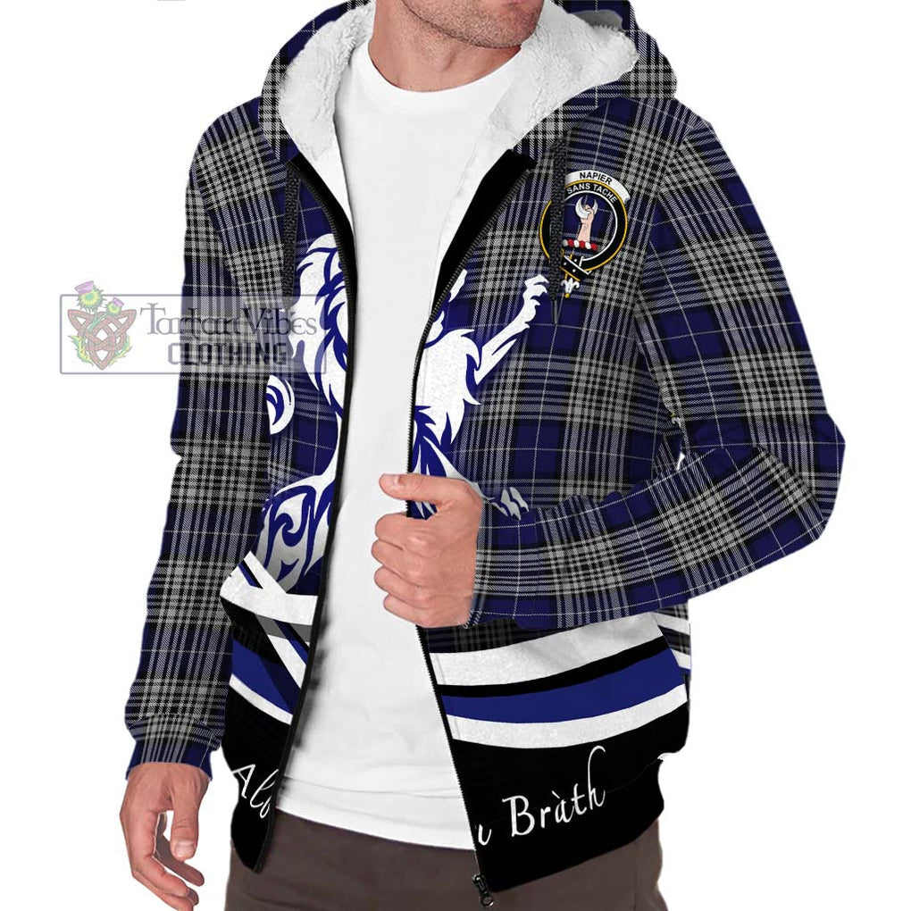 Napier Tartan Sherpa Hoodie with Alba Gu Brath Regal Lion Emblem Unisex S - Tartanvibesclothing Shop