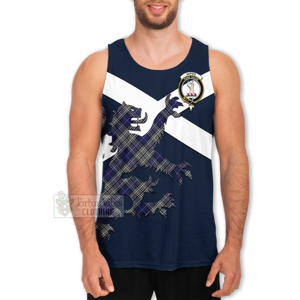 Tartan Vibes Clothing Napier Tartan Lion Rampant Men's Tank Top – Proudly Display Your Heritage with Alba Gu Brath and Clan Name